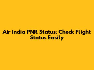 Air India PNR Status: Check Flight Status Easily
