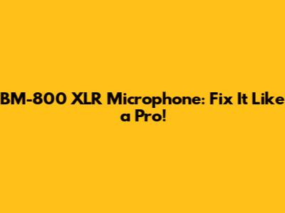 BM-800 XLR Microphone: Fix It Like a Pro!