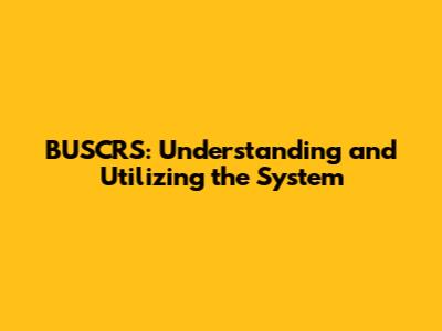 BUSCRS: Understanding and Utilizing the System