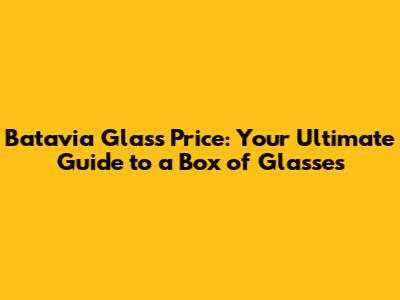 Batavia Glass Price: Your Ultimate Guide to a Box of Glasses