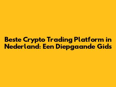 Beste Crypto Trading Platform in Nederland: Een Diepgaande Gids