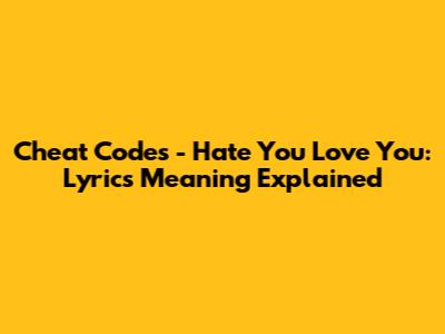 Cheat Codes - Hate You Love You: Lyrics Meaning Explained