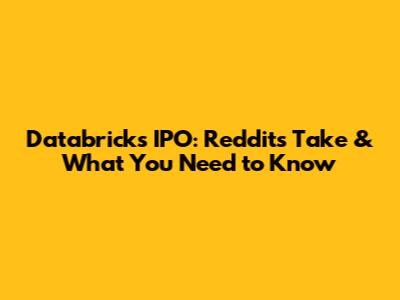 Databricks IPO: Reddit's Take & What You Need to Know