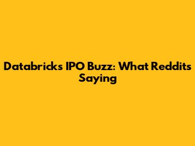 Databricks IPO Buzz: What Reddit's Saying