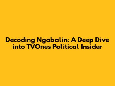 Decoding Ngabalin: A Deep Dive into TVOne's Political Insider