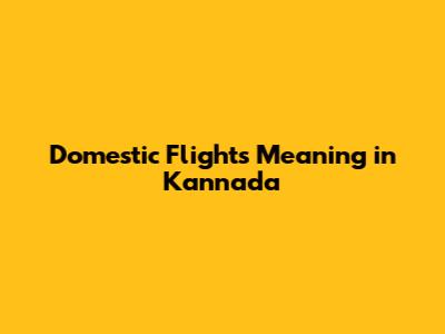 Domestic Flights Meaning in Kannada