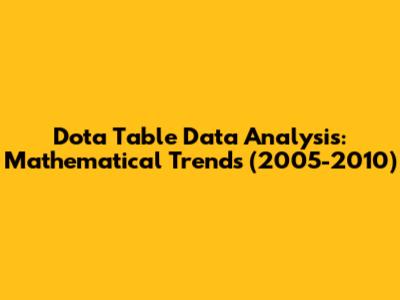 Dota Table Data Analysis: Mathematical Trends (2005-2010)