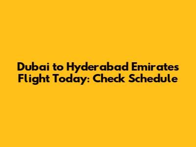 Dubai to Hyderabad Emirates Flight Today: Check Schedule