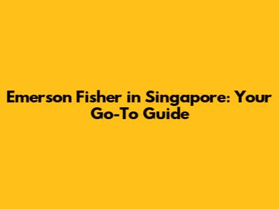 Emerson Fisher in Singapore: Your Go-To Guide