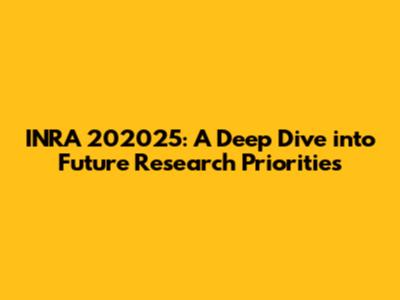 INRA 202025: A Deep Dive into Future Research Priorities