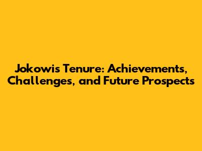 Jokowi's Tenure: Achievements, Challenges, and Future Prospects