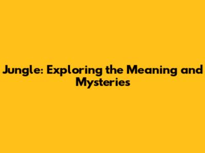 Jungle: Exploring the Meaning and Mysteries