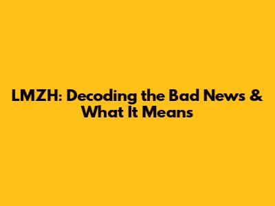 LMZH: Decoding the Bad News & What It Means