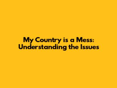My Country is a Mess: Understanding the Issues