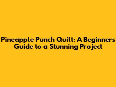 Pineapple Punch Quilt: A Beginner's Guide to a Stunning Project