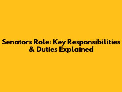 Senator's Role: Key Responsibilities & Duties Explained