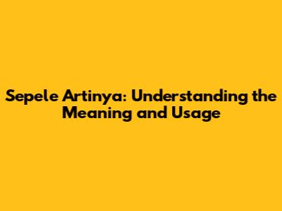 Sepele Artinya: Understanding the Meaning and Usage