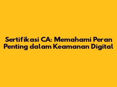 Sertifikasi CA: Memahami Peran Penting dalam Keamanan Digital