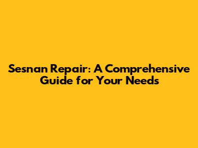 Sesnan Repair: A Comprehensive Guide for Your Needs