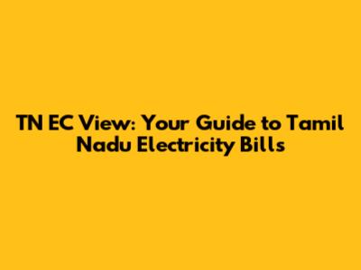 TN EC View: Your Guide to Tamil Nadu Electricity Bills