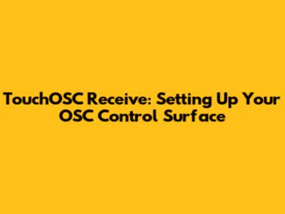 TouchOSC Receive: Setting Up Your OSC Control Surface