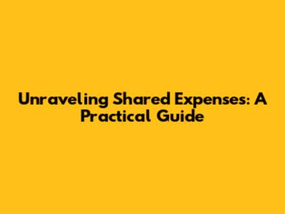 Unraveling Shared Expenses: A Practical Guide