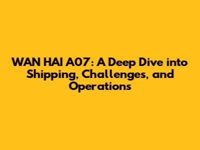 WAN HAI A07: A Deep Dive into Shipping, Challenges, and Operations