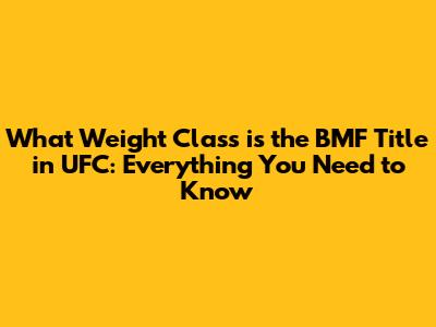 What Weight Class is the BMF Title in UFC: Everything You Need to Know