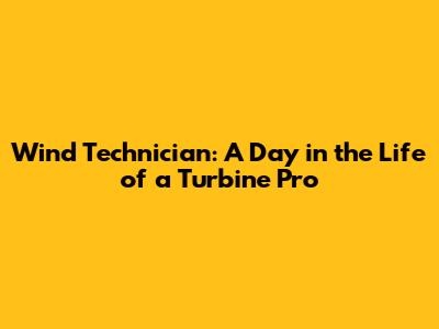 Wind Technician: A Day in the Life of a Turbine Pro