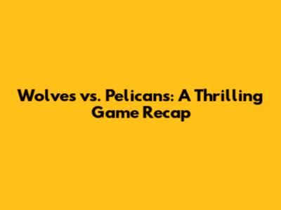 Wolves vs. Pelicans: A Thrilling Game Recap