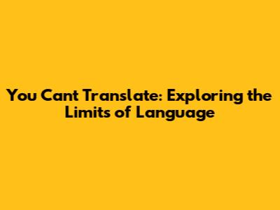 You Can't Translate: Exploring the Limits of Language