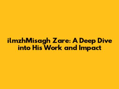 ilmzhMisagh Zare: A Deep Dive into His Work and Impact